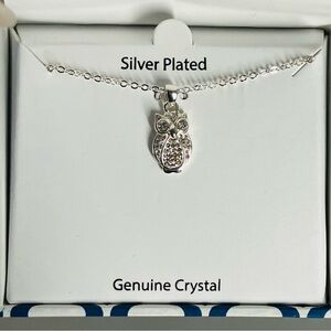3/$15 Crystal Sophistication Silver Plated Crystal Owl Necklace
